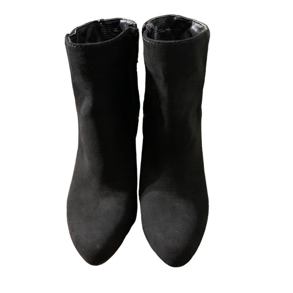 Express Black Suede Thin Heel Ankle Booties Size 8 - Picture 1 of 6